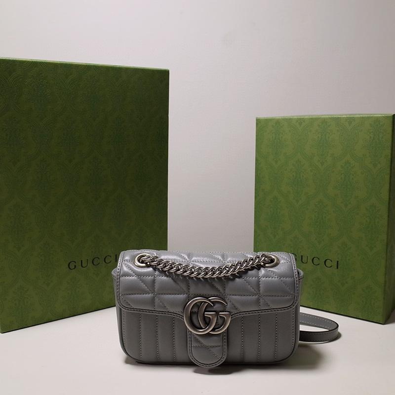 Gucci Chain Shoulder Bag 446744 checkered gray